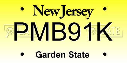 PMB91K New Jersey License Plate