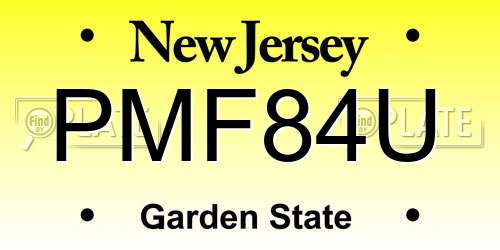 PMF84U New Jersey License Plate