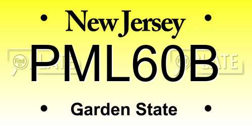 PML60B New Jersey License Plate