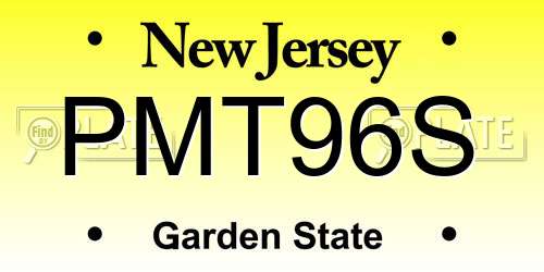PMT96S New Jersey License Plate