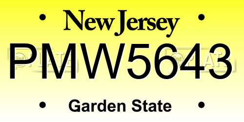 PMW5643 New Jersey License Plate