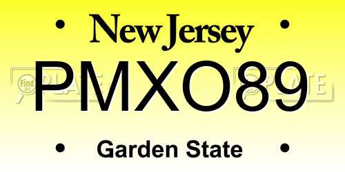 PMXO89 New Jersey License Plate