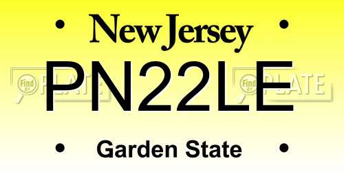 PN22LE New Jersey License Plate