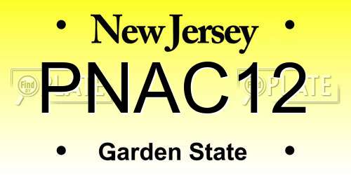 PNAC12 New Jersey License Plate