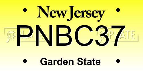 PNBC37 New Jersey License Plate