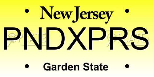 PNDXPRS New Jersey License Plate