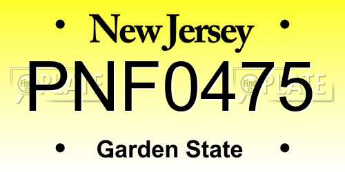 PNF0475 New Jersey License Plate