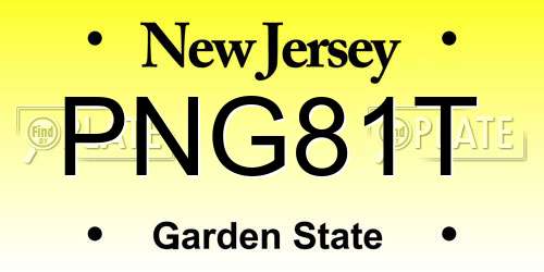 PNG81T New Jersey License Plate