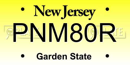 PNM80R New Jersey License Plate
