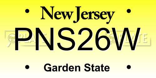 PNS26W New Jersey License Plate