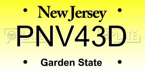 PNV43D New Jersey License Plate