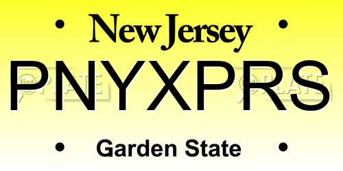 PNYXPRS New Jersey License Plate