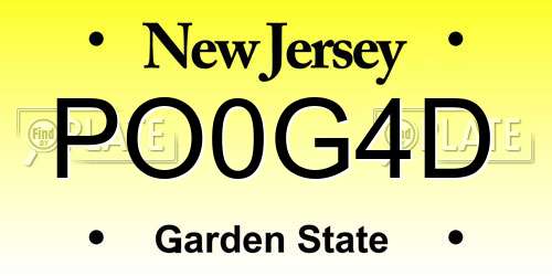 PO0G4D New Jersey License Plate