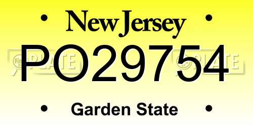 PO29754 New Jersey License Plate