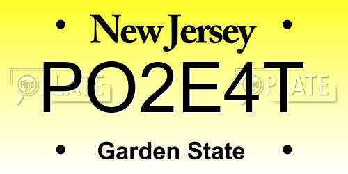 PO2E4T New Jersey License Plate