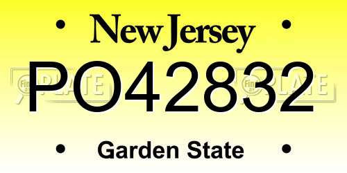 PO42832 New Jersey License Plate