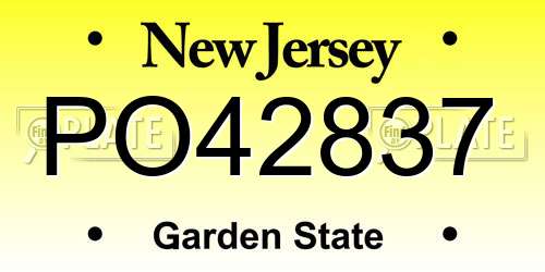 PO42837 New Jersey License Plate