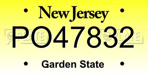 PO47832 New Jersey License Plate