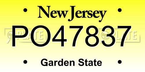 PO47837 New Jersey License Plate