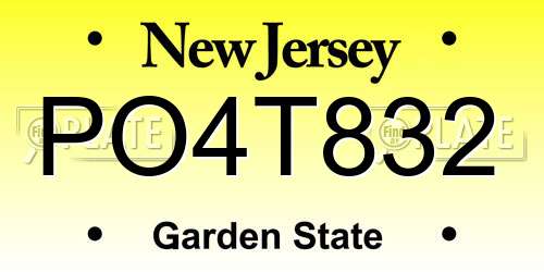 PO4T832 New Jersey License Plate