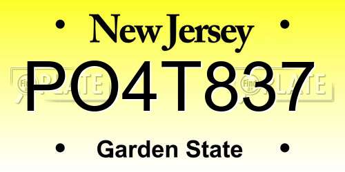 PO4T837 New Jersey License Plate