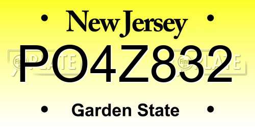 PO4Z832 New Jersey License Plate