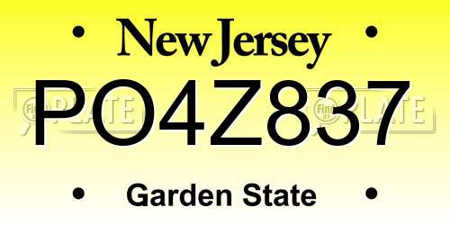 PO4Z837 New Jersey License Plate