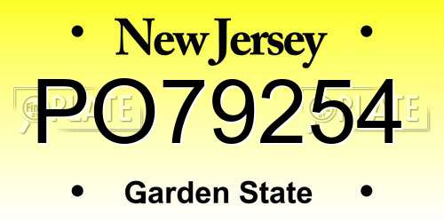 PO79254 New Jersey License Plate