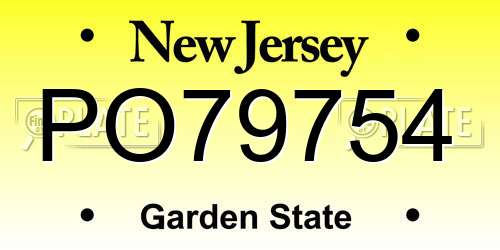 PO79754 New Jersey License Plate