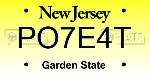 PO7E4T New Jersey License Plate