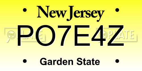 PO7E4Z New Jersey License Plate