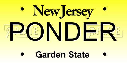 PONDER New Jersey License Plate