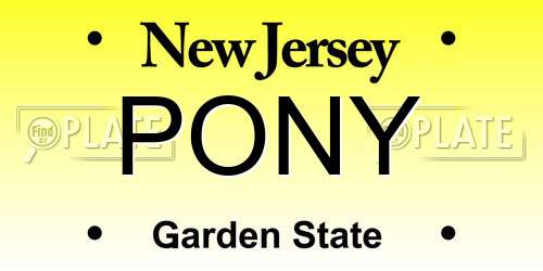 PONY New Jersey License Plate