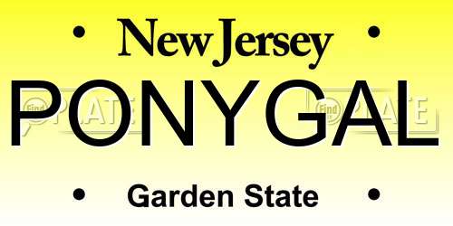 PONYGAL New Jersey License Plate