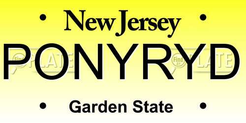 PONYRYD New Jersey License Plate