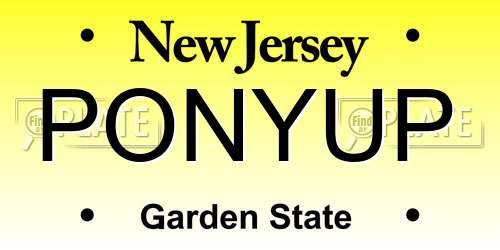 PONYUP New Jersey License Plate