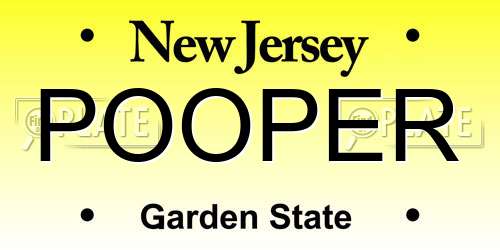 POOPER New Jersey License Plate