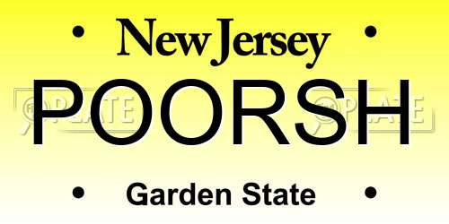 POORSH New Jersey License Plate
