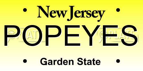 POPEYES New Jersey License Plate