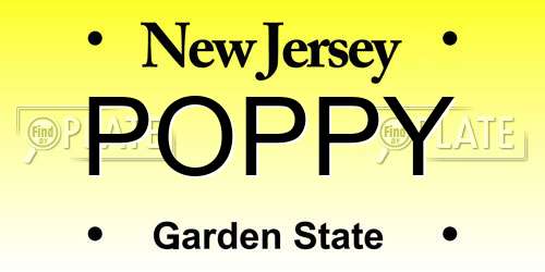 POPPY New Jersey License Plate