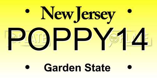 POPPY14 New Jersey License Plate