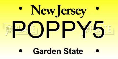 POPPY5 New Jersey License Plate