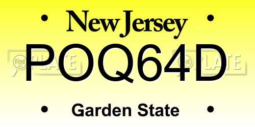POQ64D New Jersey License Plate
