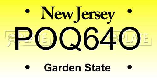 POQ64O New Jersey License Plate