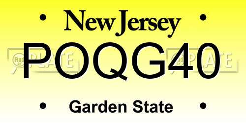 POQG40 New Jersey License Plate