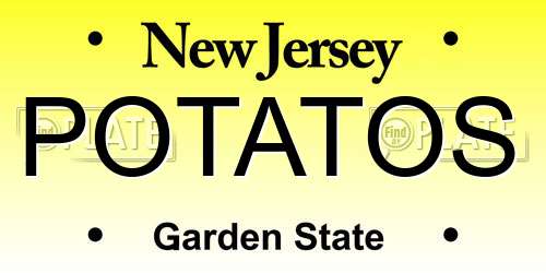 POTATOS New Jersey License Plate