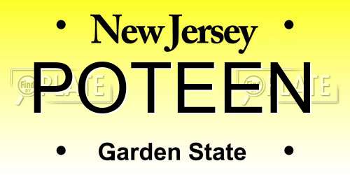 POTEEN New Jersey License Plate
