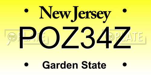 POZ34Z New Jersey License Plate