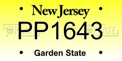 PP1643 New Jersey License Plate