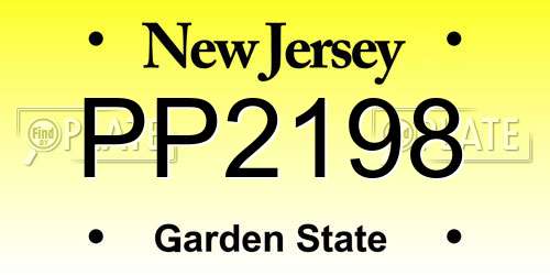 PP2198 New Jersey License Plate